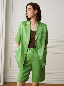 yyiam YY_Lovely Short Suit Set - Green Jacket