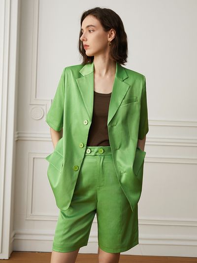 yyiam YY_Lovely Short Suit Set - Green Jacket