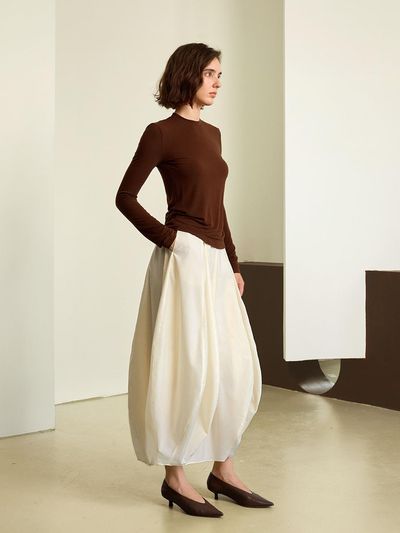 yyiam YY_Pleated balloon long skirt