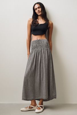 Z Supply Brooke Smocked-Waist Midi Skirt