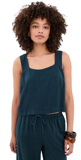 Z Supply Z Supply Charli Cropped Linen Tank Eclipse
