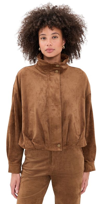 Z Supply Z Supply Corin Faux Suede Bubble Hem Jacket Saddle Suede