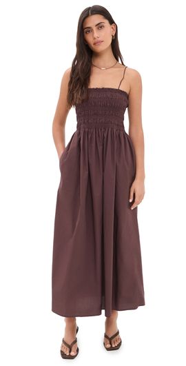 Z Supply Z Supply Cornelia Poplin Midi Dress Chocolate Cherry
