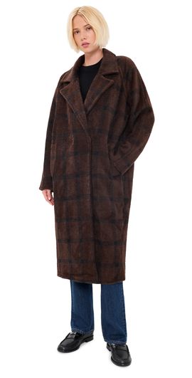 Z Supply Z Supply Crosby Plaid Cocoon Coat Dark Chocolate