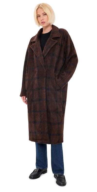 Z Supply Z Supply Crosby Plaid Cocoon Coat Dark Chocolate