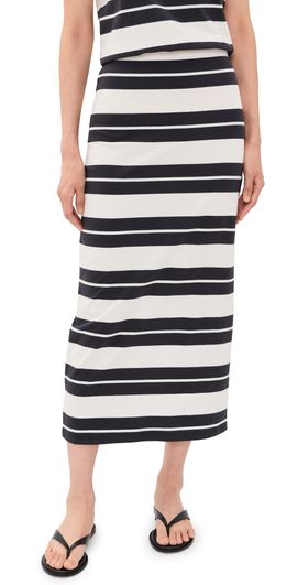 Z Supply Z Supply Gail Striped Jersey Midi Skirt Ash Black