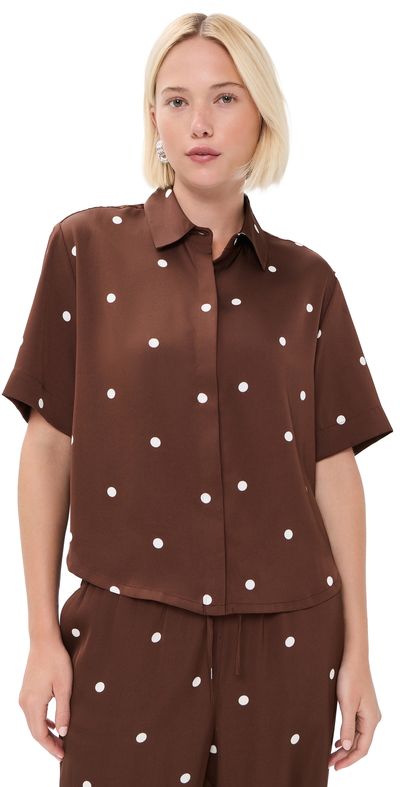 Z Supply Z Supply Mari Button Up Dot Top Chocolate Cherry