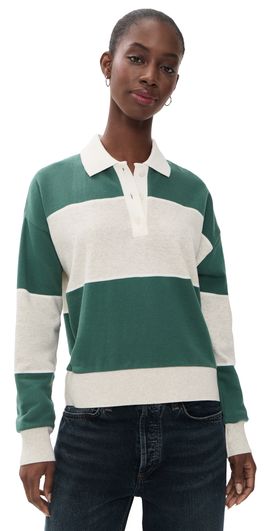 Z Supply Z Supply Study Break Polo Sweatshirt Feather Grey