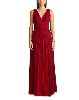 Zac Posen Zac Posen Pleated Lace Gown