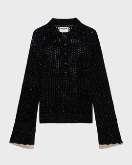 Zadig & Voltaire Halty Metallic Open-Knit Cashmere Pullover