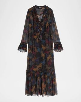 Zadig & Voltaire Ralicel Mousseline Horse-Print Maxi Dress