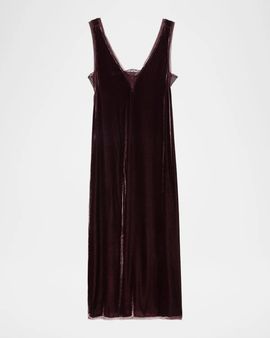 Zadig & Voltaire Renzo Velvet Lace-Trimmed Midi-Slipdress