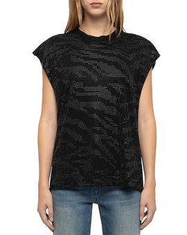 Zadig & Voltaire Zadig & Voltaire Cloe Cotton Embellished Zebra Motif Top