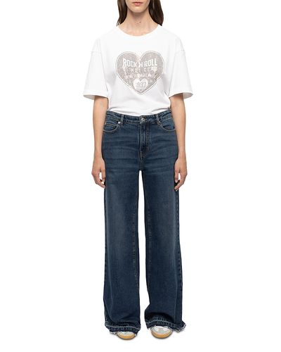Zadig & Voltaire Zadig & Voltaire Eli High Rise Wide Leg Jeans in Medium Blue