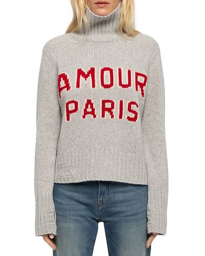 Zadig & Voltaire Zadig & Voltaire Nalma Wool Amour Paris Turtleneck Sweater