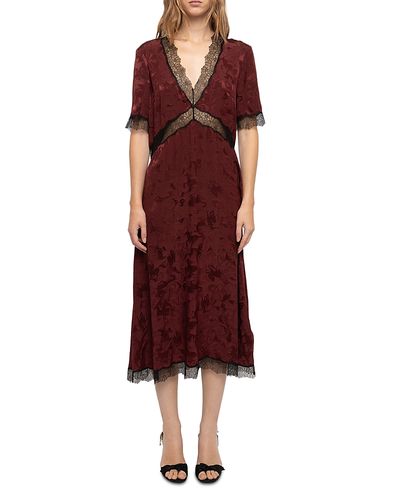 Zadig & Voltaire Zadig & Voltaire Redoxal Silk Lace Trim Midi Dress