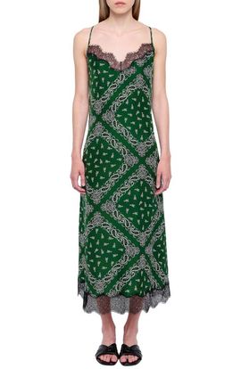 Zadig & Voltaire Zadig & Voltaire Respa Silk Bandana Lace Trim Midi Dress