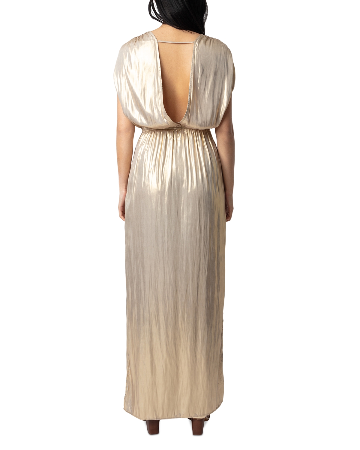 zadig and voltaire gold dress & Outfit of the Day Showcase The monochrome surface features a fine Ritmic Gold Draped Satin Dress