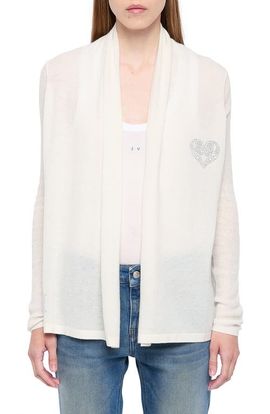 Zadig & Voltaire Zadig & Voltaire Robyn Beaded Heart Detail Tissue Weight Cashmere Cardigan