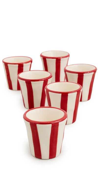 Zafferano Zafferano Lido Righe Espresso Shot Cups Red One