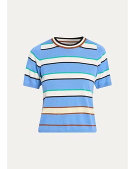 ZANKOV Benji Striped Short-Sleeve Sweater