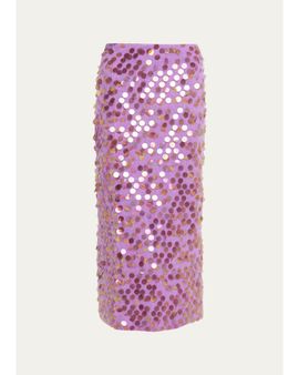 ZANKOV Delphine Sequined Mohair-Blend Knit Midi Skirt
