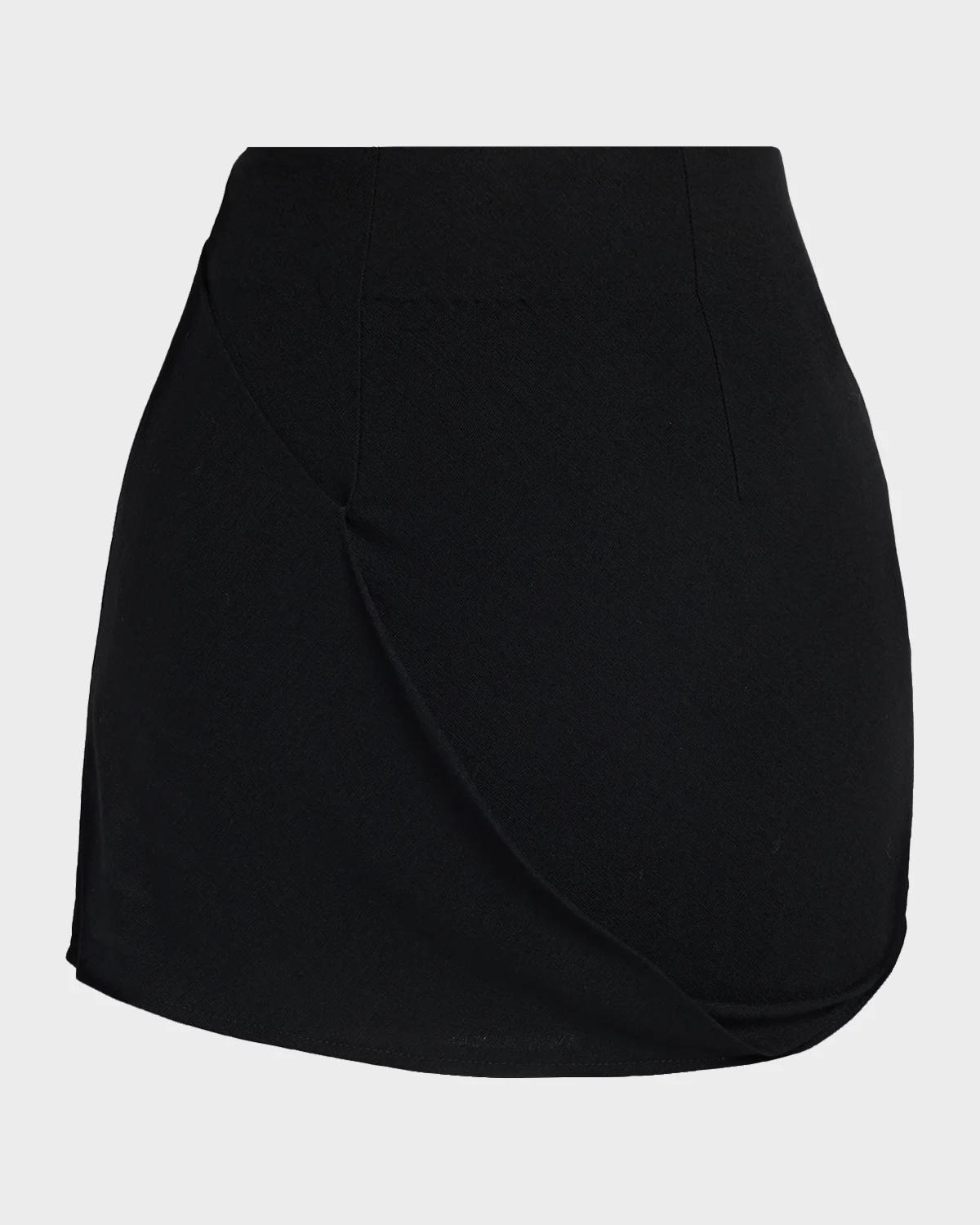 ZANKOV Draped Wool Jersey Mini Skirt