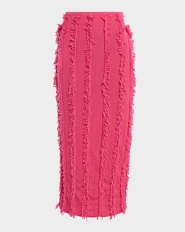 ZANKOV Evangeline Fringed Wool Midi Skirt