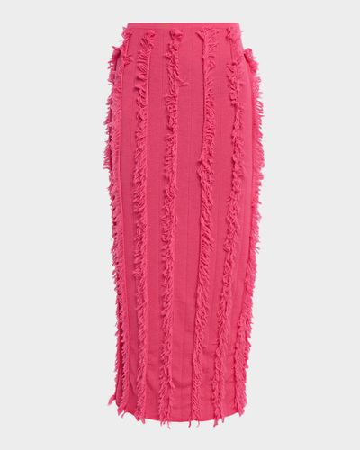 ZANKOV Evangeline Fringed Wool Midi Skirt