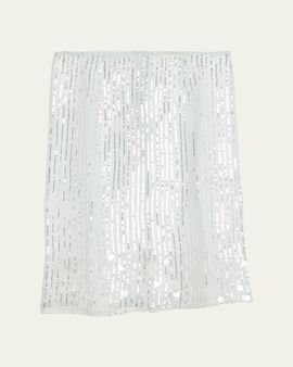 ZANKOV Isabella Sequined Pinstrips Sheer Silk Skirt