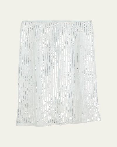ZANKOV Isabella Sequined Pinstrips Sheer Silk Skirt