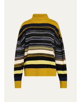 ZANKOV Junko Striped Merinno Wool-Cashmere Turtleneck Sweater
