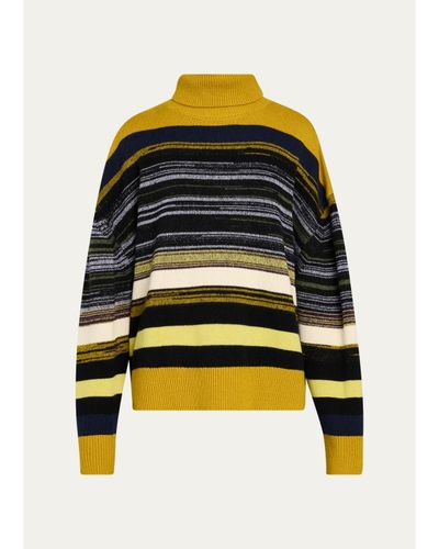 ZANKOV Junko Striped Merinno Wool-Cashmere Turtleneck Sweater