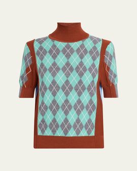 ZANKOV Melani Argyle Turtleneck Top