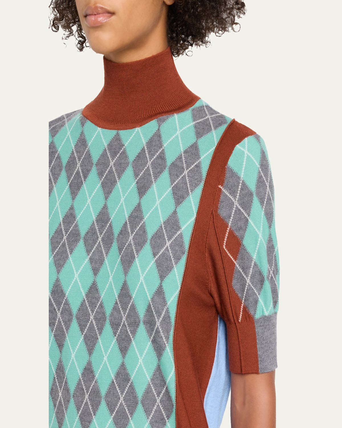 ZANKOV - Melani Argyle Turtleneck Top