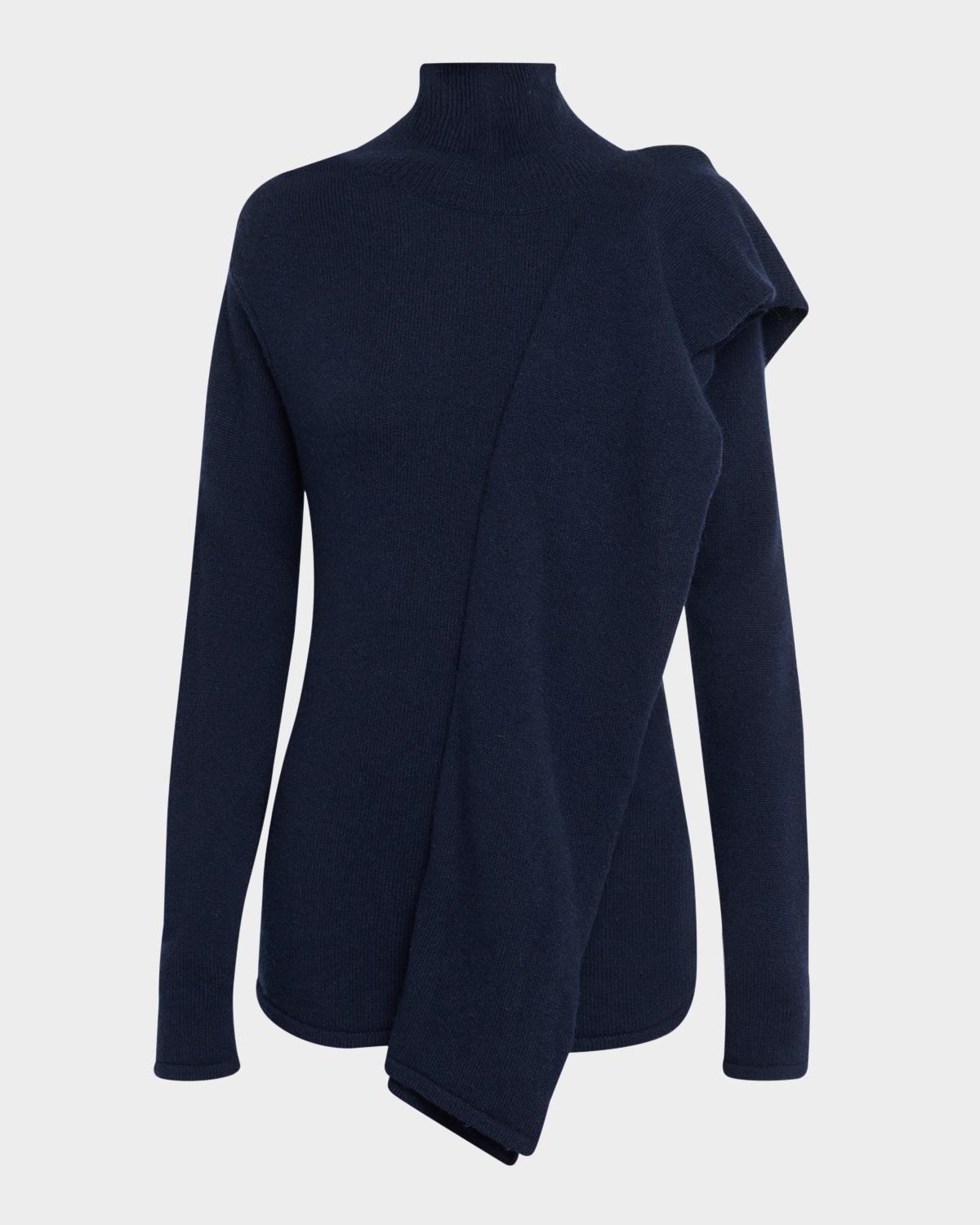 ZANKOV Melissime Turtleneck Wool-Cashmere Ruffle Sweater