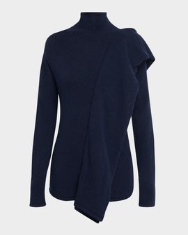 ZANKOV Melissime Turtleneck Wool-Cashmere Ruffle Sweater