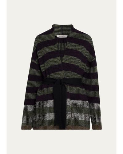 ZANKOV Paulina Striped Wool-Cashmere Wrap Cardigan