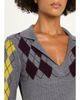 ZANKOV Raisa Reverse Argyle Wool Knit Empire Maxi Polo Dress - 5
