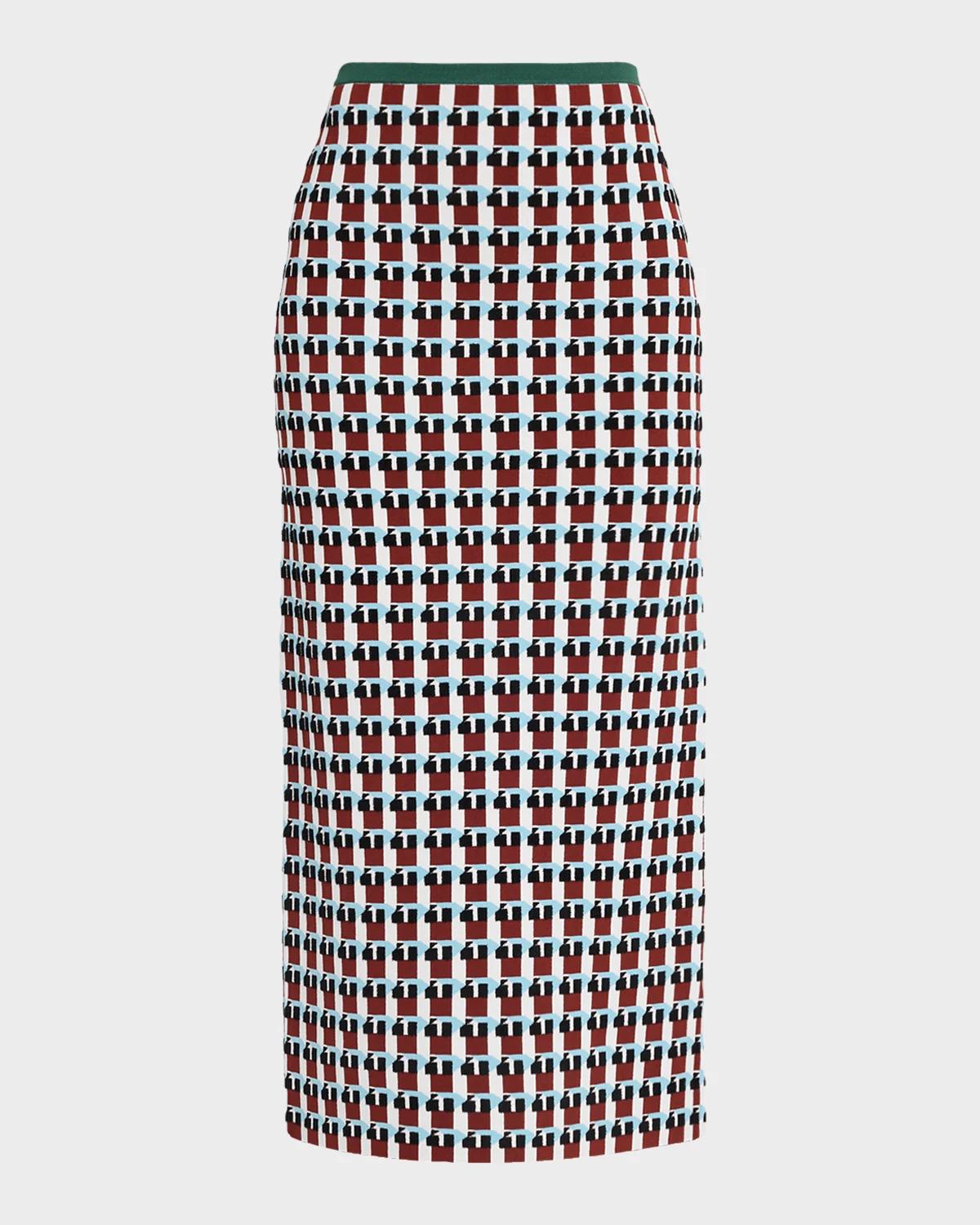 ZANKOV Raven Geo Wool Midi Skirt