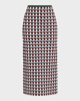 ZANKOV Raven Geo Wool Midi Skirt