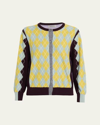 ZANKOV William Wool Argyle Colorblock Cardigan