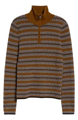 ZANKOV ZANKOV Kim Merino Wool Jacquard Half Zip Sweater