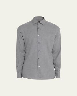 ZEGNA Men's Cashco Melange Sport Shirt
