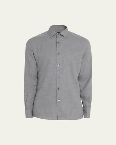 ZEGNA Men's Cashco Melange Sport Shirt