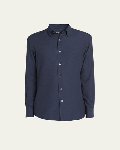 ZEGNA Men's Cashmere-Cotton Cashco Sport Shirt