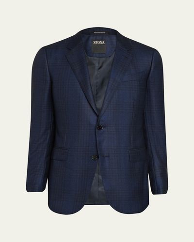 ZEGNA Men's Cashmere and Silk Check Single-Breasted Sport Coat