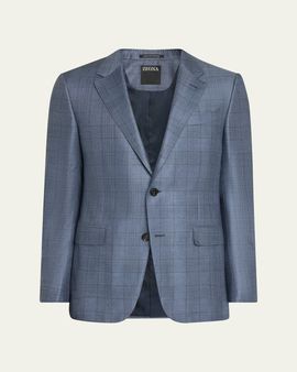 ZEGNA Men's Cashmere and Silk Plaid Sport Coat