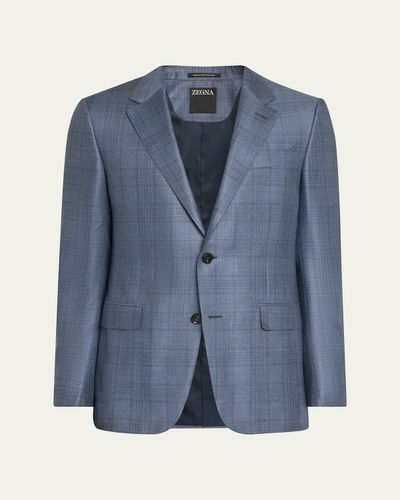 ZEGNA Men's Cashmere and Silk Plaid Sport Coat