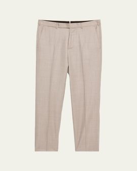 ZEGNA Men's Cavalry Twill Sharkskin Flat-Front Trousers